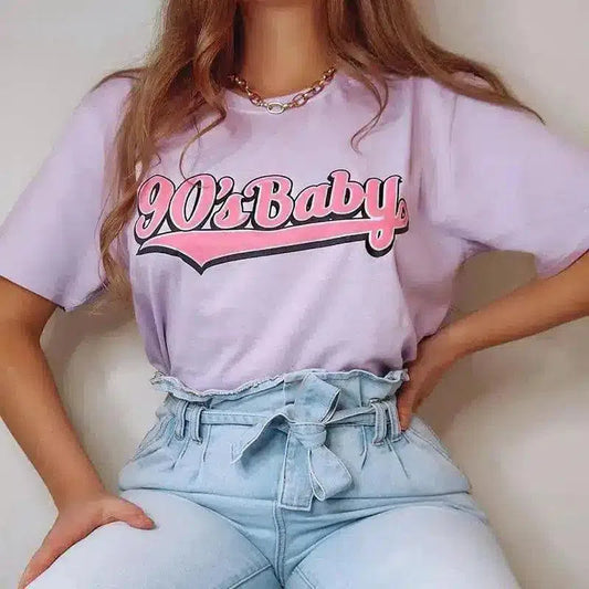 Retro Slogan Tee for Casual Wear-1