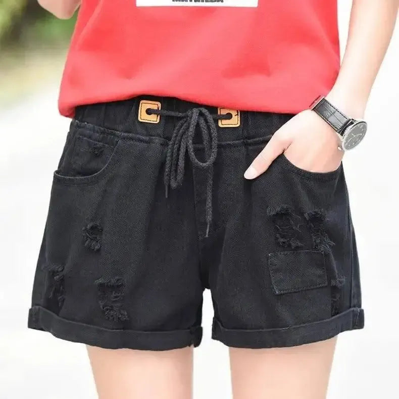 SUNDAY - VEGAN WOMENS DENIM SHORTS-black-14