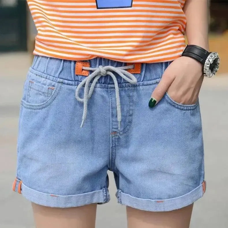 SUNDAY - VEGAN WOMENS DENIM SHORTS-Lightblue-21