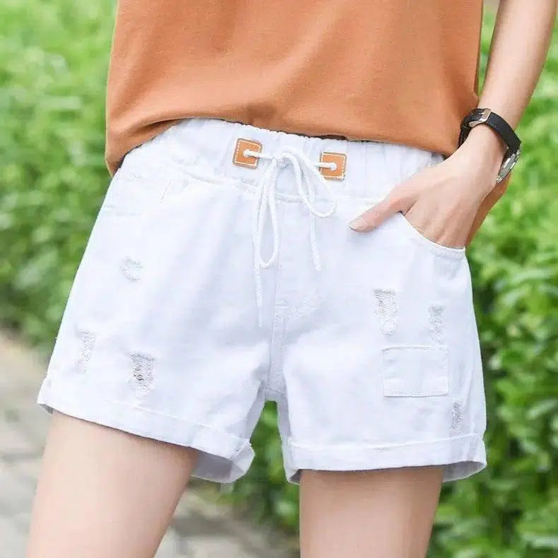 SUNDAY - VEGAN WOMENS DENIM SHORTS-white-26