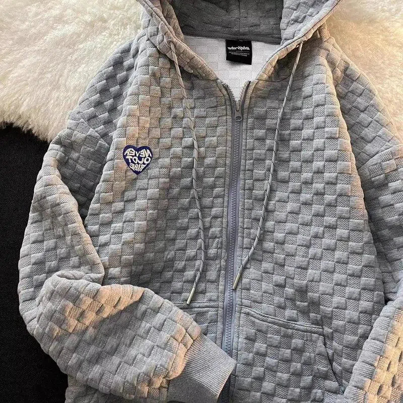 Quilted Hooded Zip-Up Jacket for Casual Wear-Grey-2