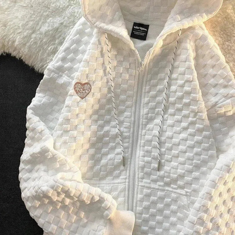 Quilted Hooded Zip-Up Jacket for Casual Wear-White-3