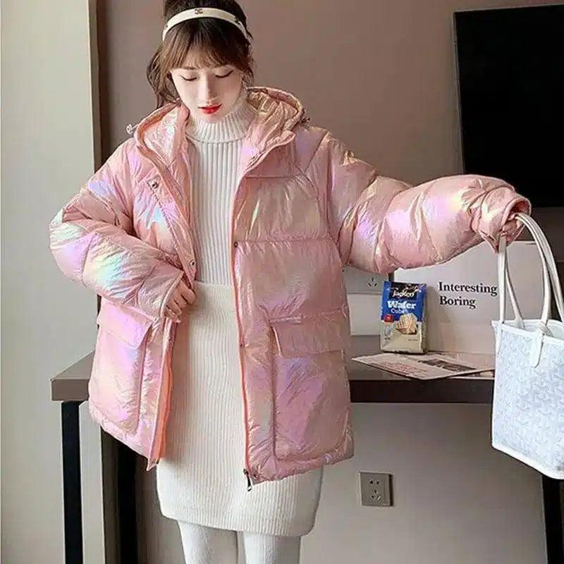 Thick loose padded jacket-Pink-3