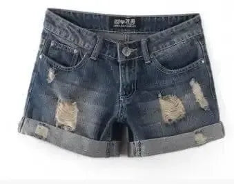 Torn Denim Shorts For Women-Darkblue-25