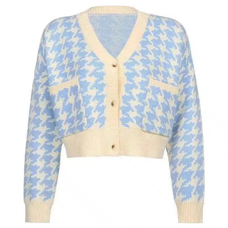 Warm Knit Cardigan for Casual Wear-Blue-2