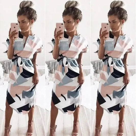 V-Neck Printed Dress-1