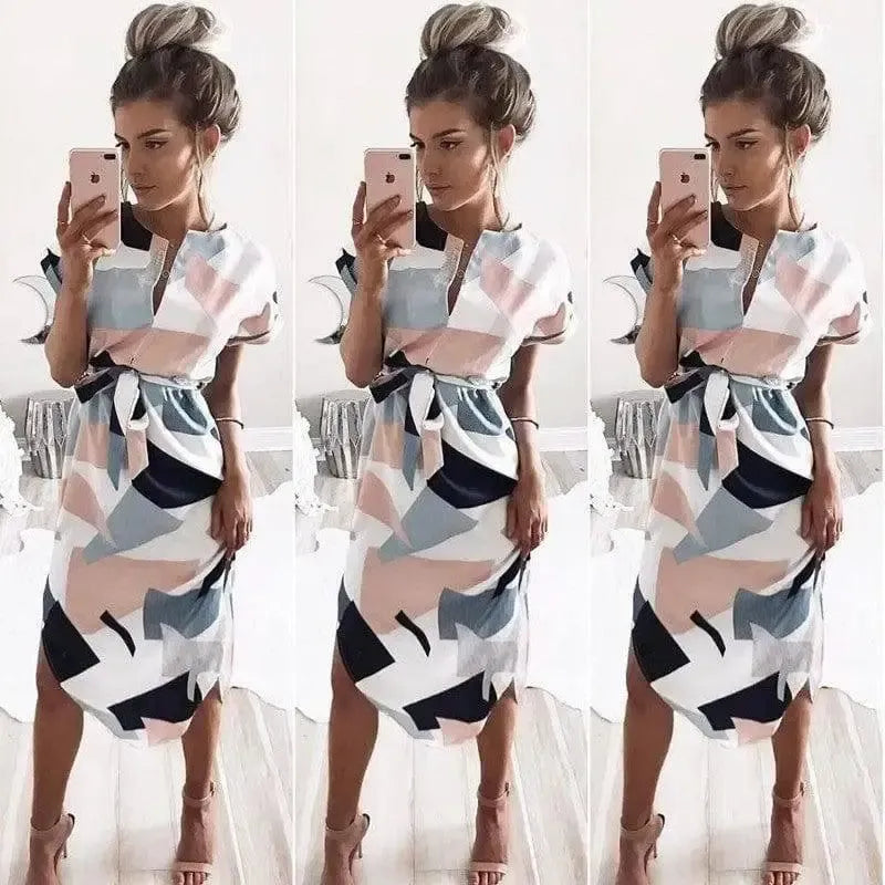 V-Neck Printed Dress-2