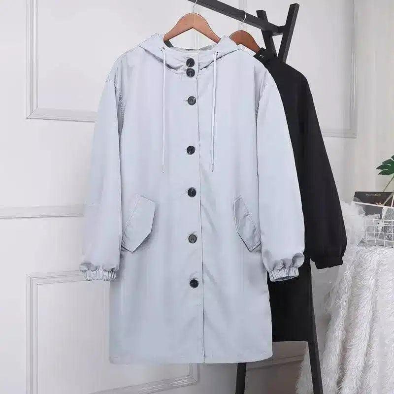 Waterproof jacket mid-length windbreaker-Grey-2