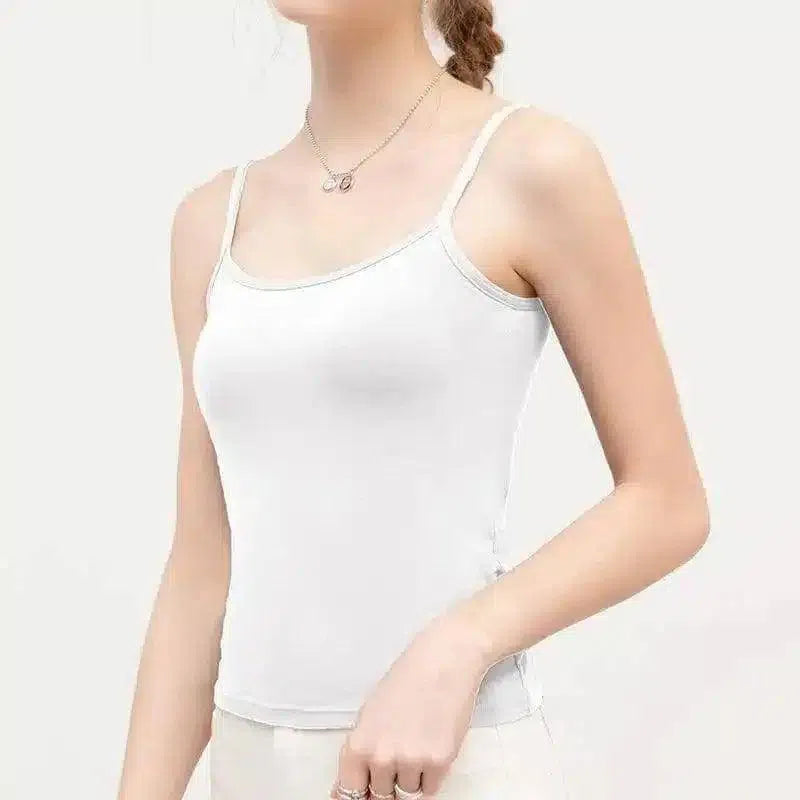 Women's Slim Fit Camisole Top-White-2