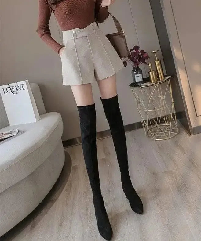 Wide Leg Loose Skinny High Waist Shorts-7