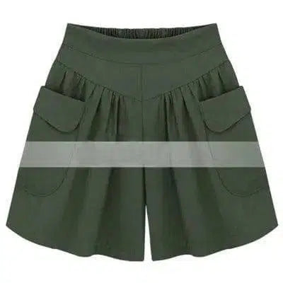 Wide Thigh Women Shorts With Two Pockets-ArmyGreen-13