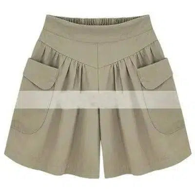 Wide Thigh Women Shorts With Two Pockets-Apricot-30