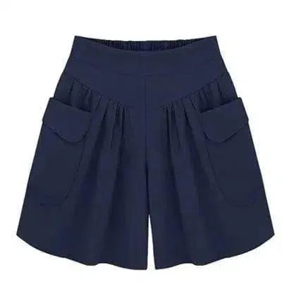 Wide Thigh Women Shorts With Two Pockets-NavyBlue-33