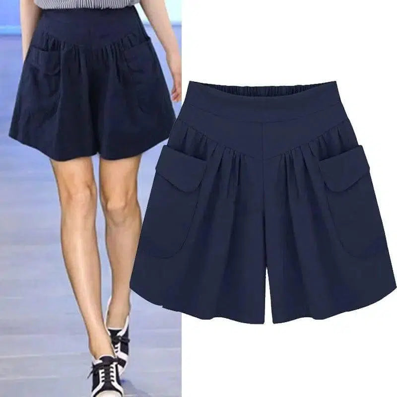 Wide Thigh Women Shorts With Two Pockets-4