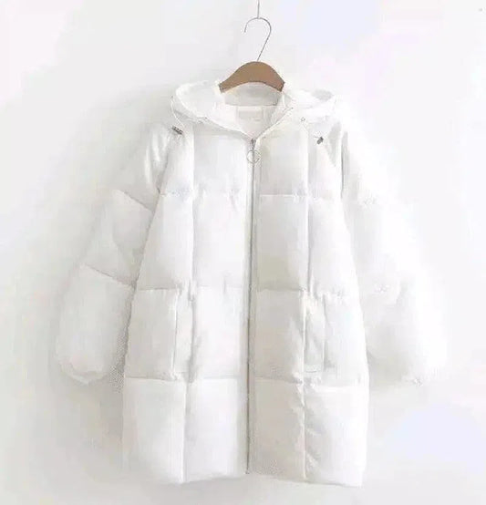 Hooded Insulated Winter Coat with Pockets-White-1