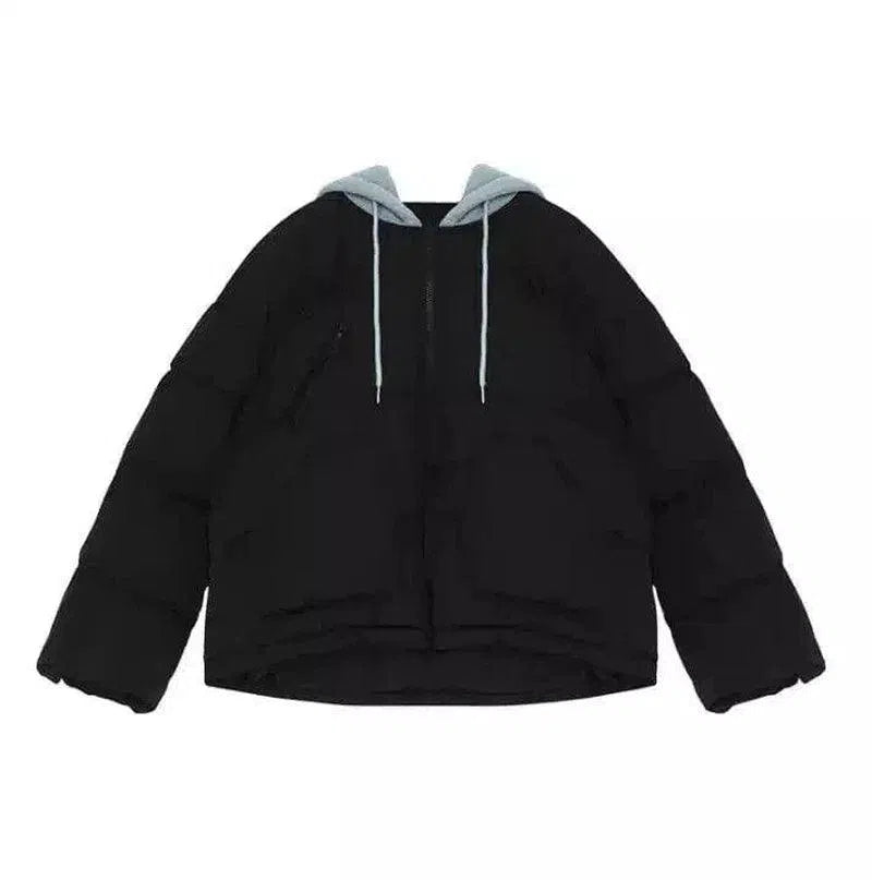 Hooded Insulated Puffer Jackets for Adults-Black-3