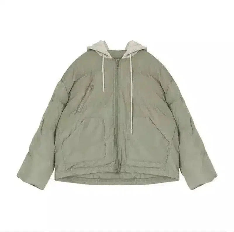 Hooded Insulated Puffer Jackets for Adults-Green-4