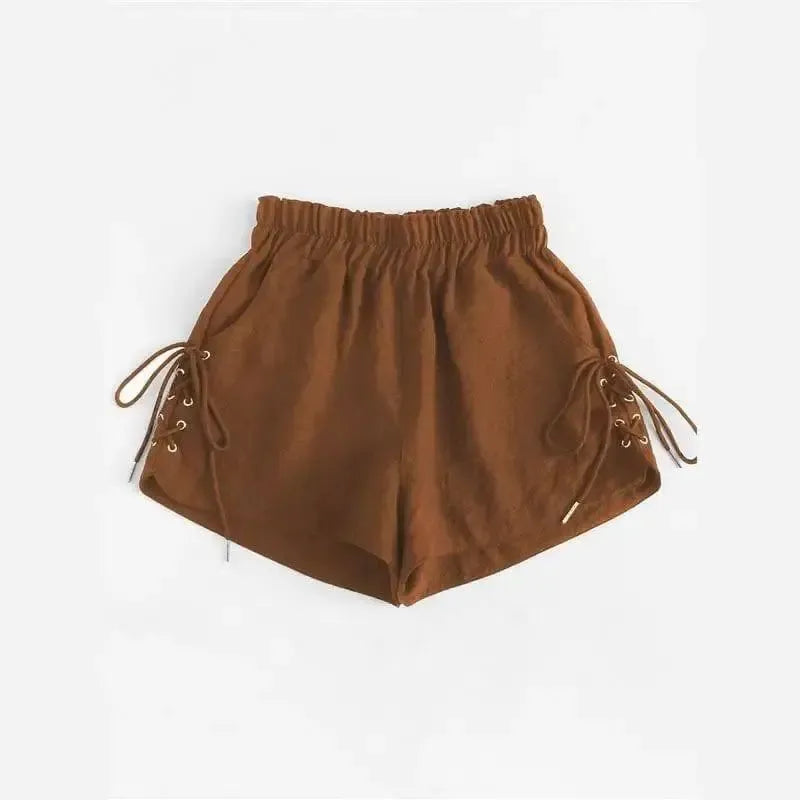 Women Comfortable casual relaxed shorts summer-Brown-10