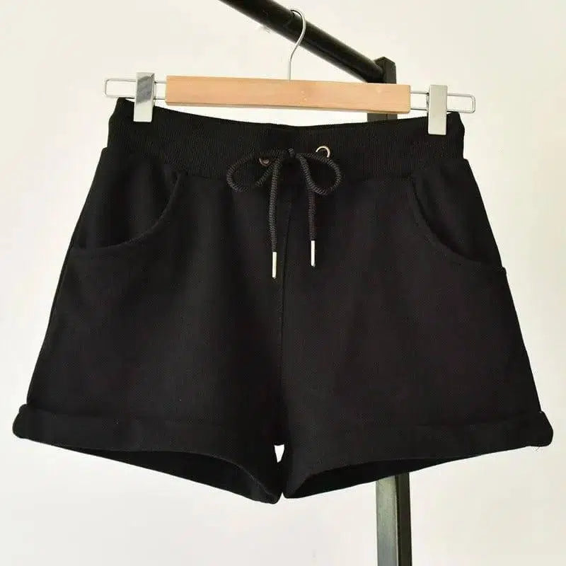 Women's Cotton Beach Shorts-Black-19
