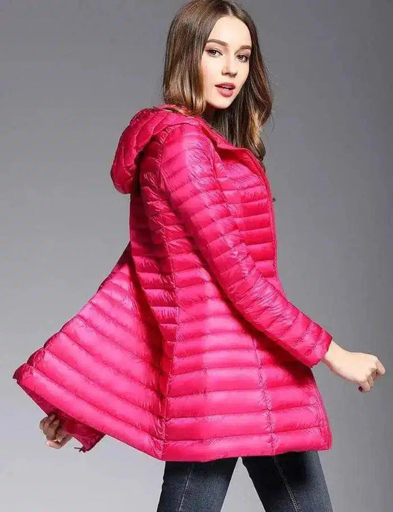 Women's Insulated Hooded Jacket-Pink-3