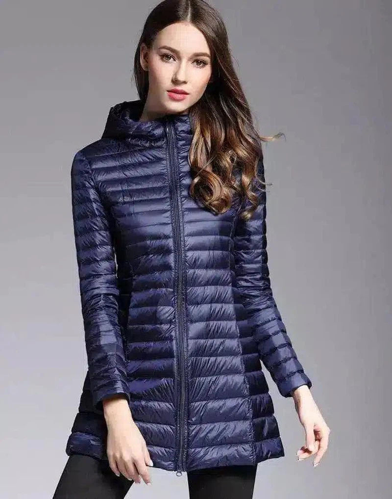 Women's Insulated Hooded Jacket-Navy Blue-4