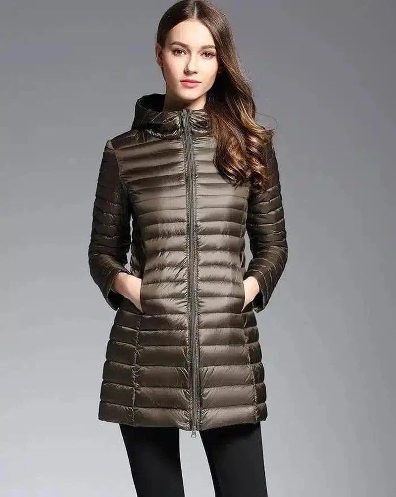 Women's Insulated Hooded Jacket-Army Green-7