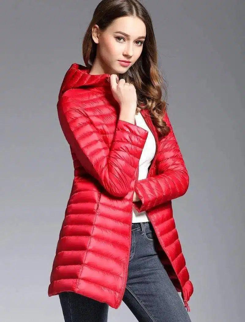 Women's Insulated Hooded Jacket-Red-8