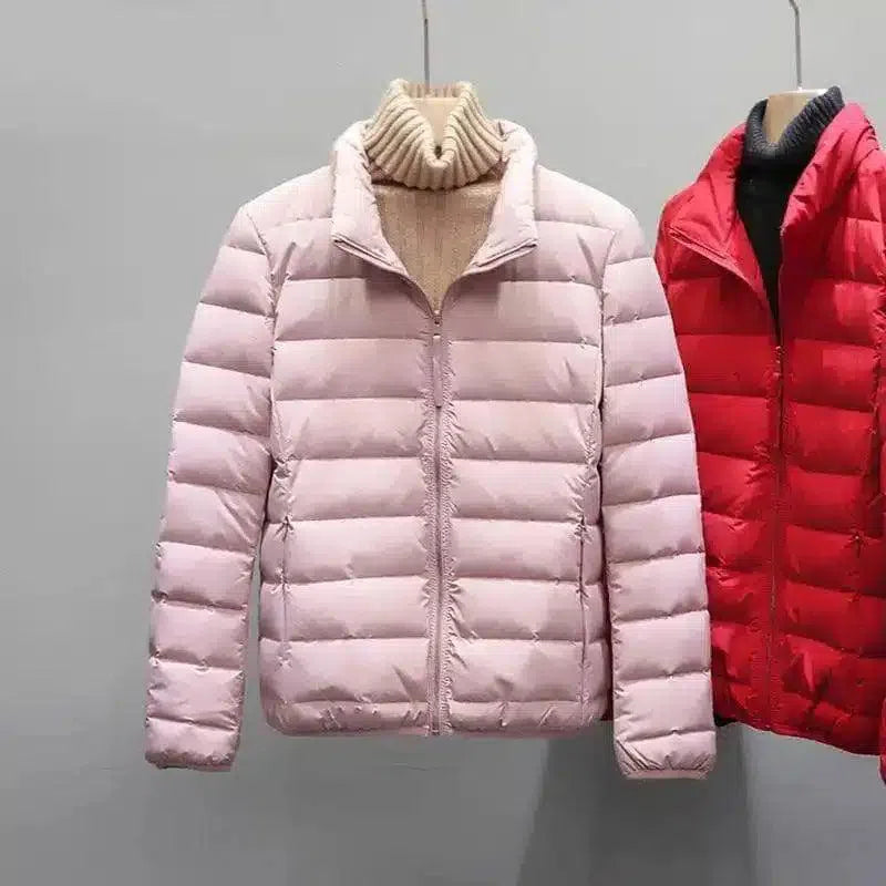 Insulated Puffer Jacket with Turtleneck-Pink-3