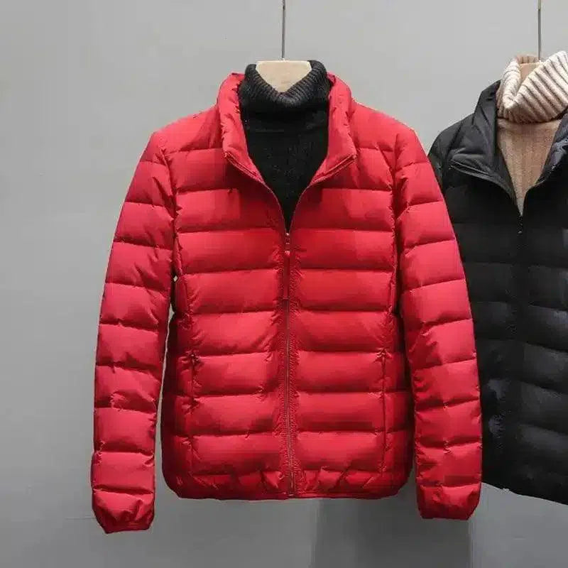 Insulated Puffer Jacket with Turtleneck-Red-5
