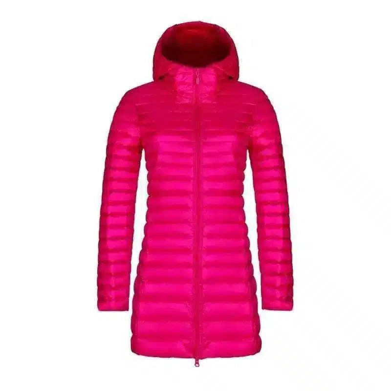 Warm Quilted Women's Jacket with Zipper-Pink-3