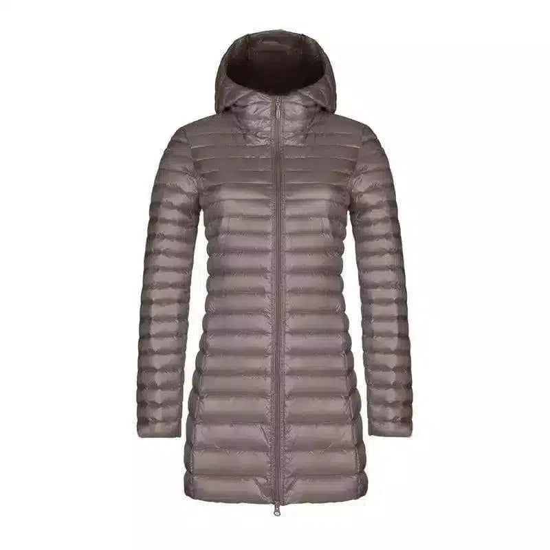 Warm Quilted Women's Jacket with Zipper-Camel-5
