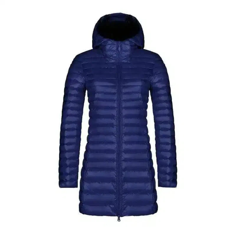 Warm Quilted Women's Jacket with Zipper-Navy-7