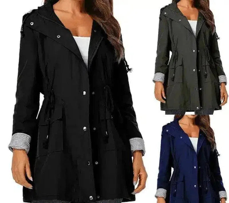Hooded Women's Lightweight Jacket with Pockets-1