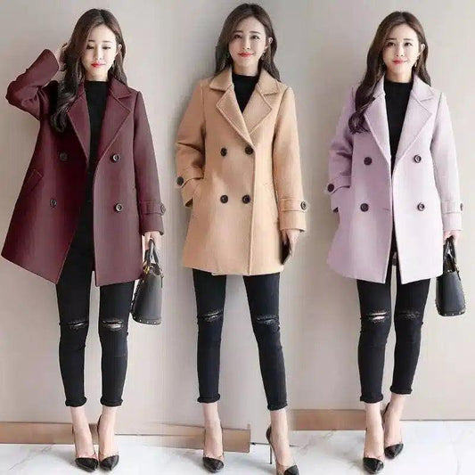 Women's Double-Breasted Peacoat Jacket-1