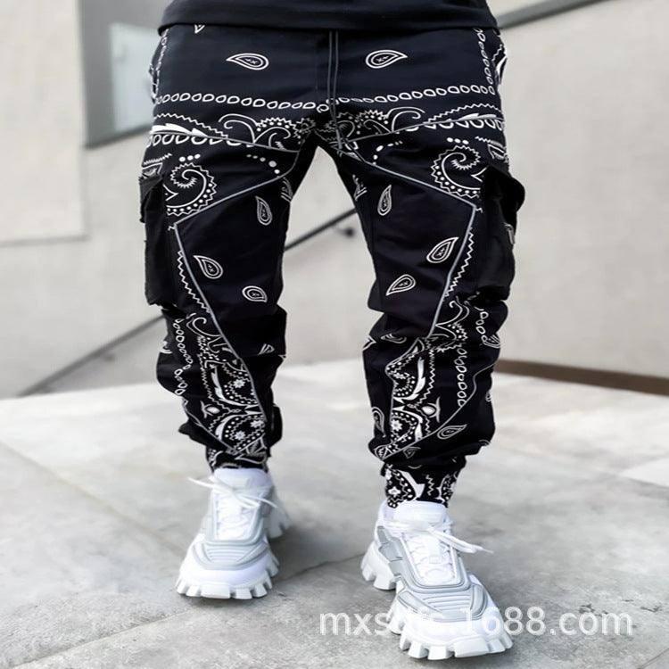 Stylish Black Bandana Pants for Men-Black-2