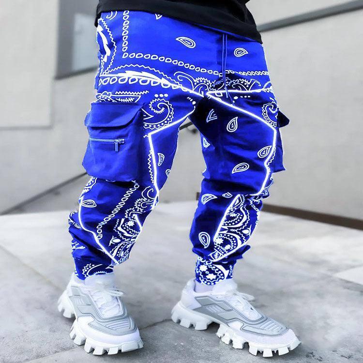 Stylish Black Bandana Pants for Men-Blue-3