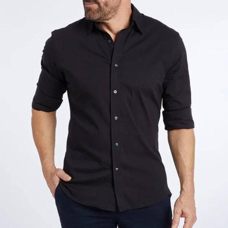 Men's Shirt Zipper Shirt Hidden Fake Button Grey / 3XL-1