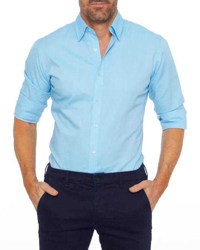 Men's Shirt Zipper Shirt Hidden Fake Button Grey / 3XL-Lake Blue-11
