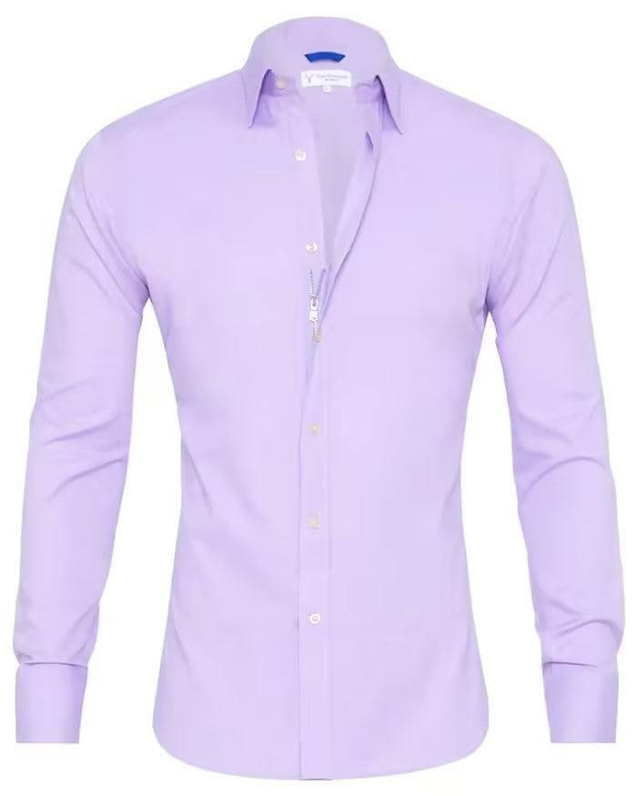 Men's Shirt Zipper Shirt Hidden Fake Button Grey / 3XL-Lavender Purple-6