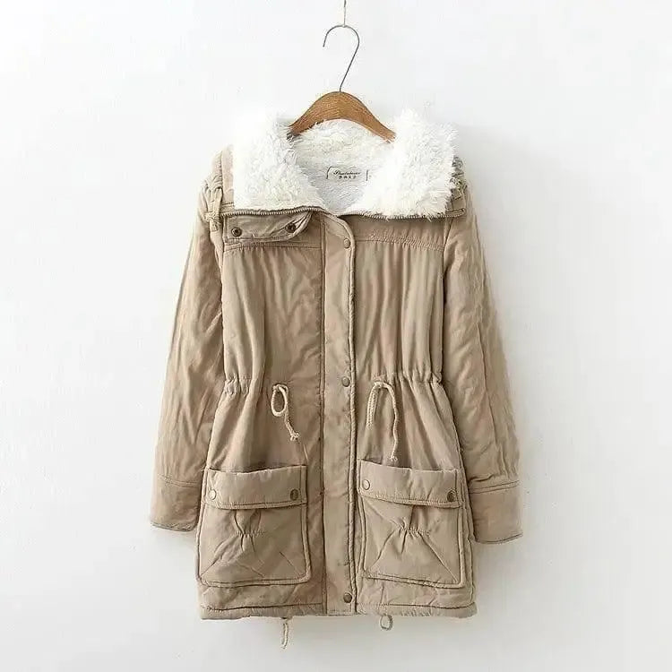 Mid-length Slim-fit Peach Skin Coat-16