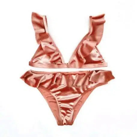 new bikini swimsuit Europe and America triangle nylon-Pink-4