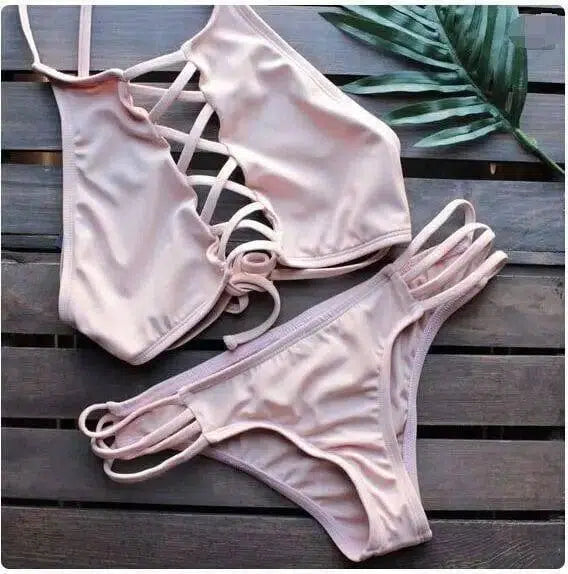 Nouvelle Multi-corde Bikini Dames Maillots De Bain-Pink-1
