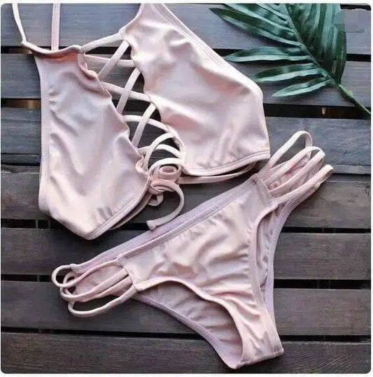 Nouvelle Multi-corde Bikini Dames Maillots De Bain-Pink-1