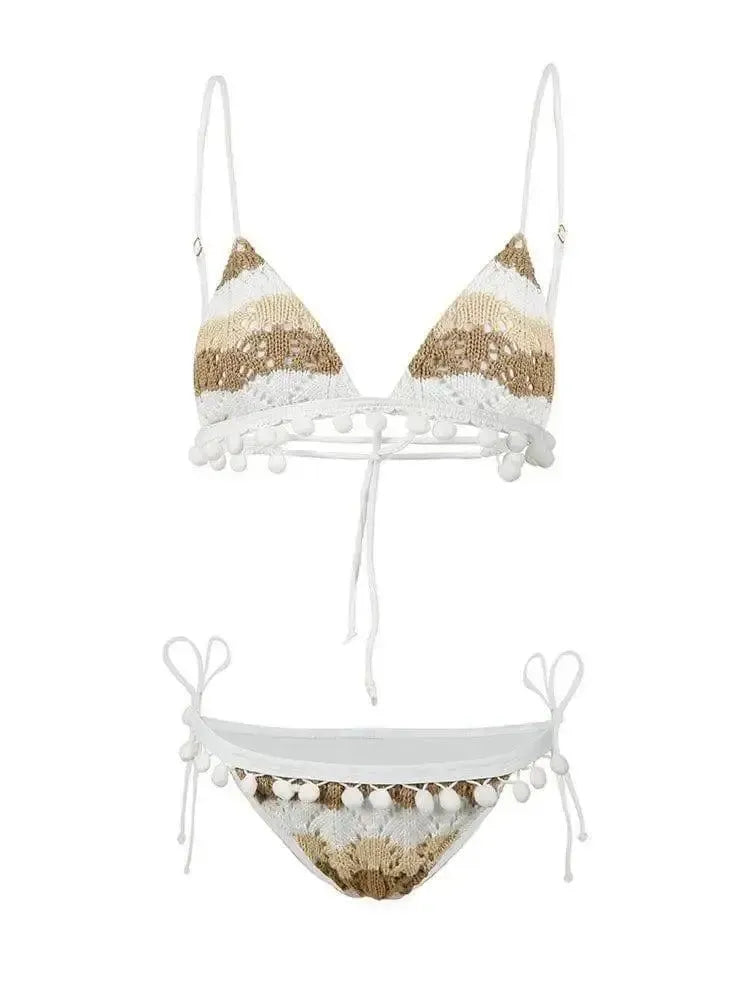 Ocean Mystery Bikini Gathers Small Chest Swimming Suit,-Contrastcolor-2