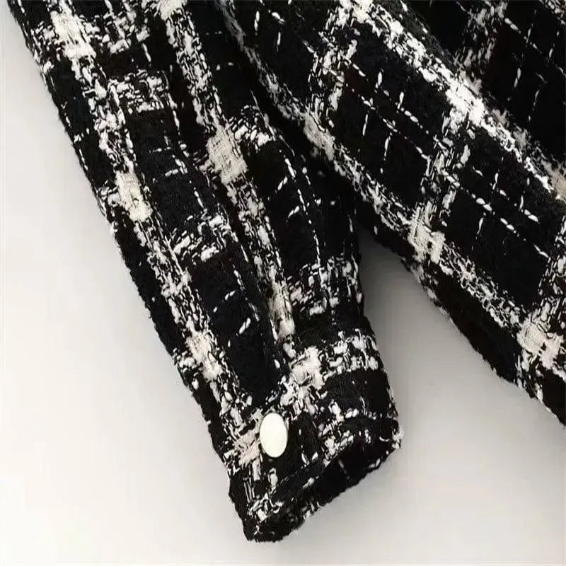 Plaid tweed coat-6
