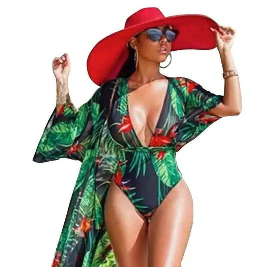 Plus Size Swimsuit Female One-piece Digital Printed-1