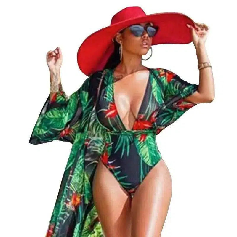 Plus Size Swimsuit Female One-piece Digital Printed-Bikini-2