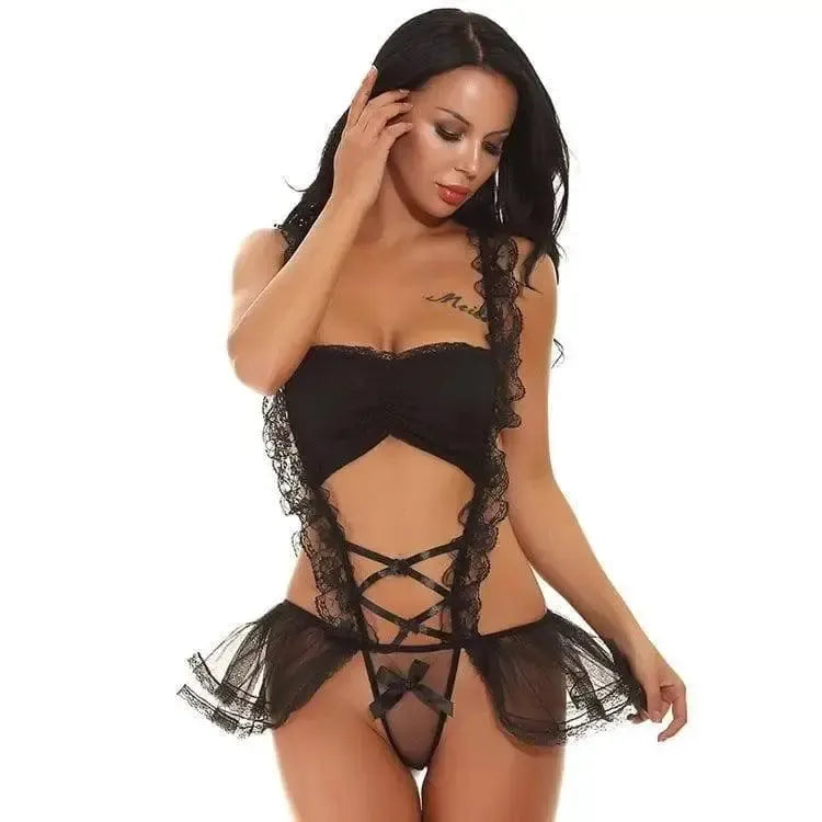 One-Piece Lace Bodysuit-Black-1