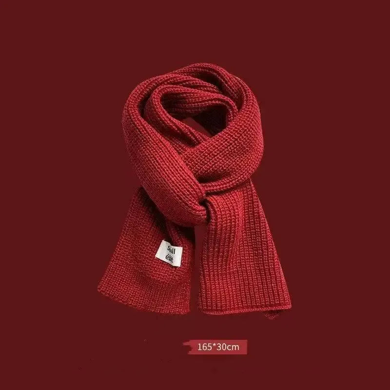 Red Year Scarf Women's Winter Christmas Knitting Wool-Red yuan treasure-8