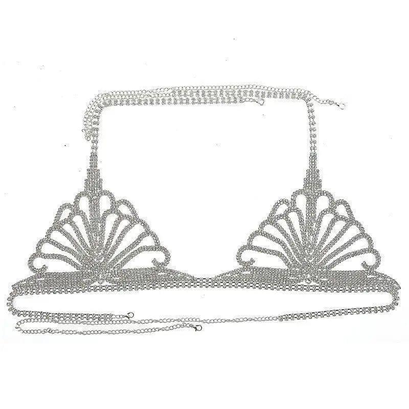 Rhinestone-Embellished Lingerie Set-Silver-3